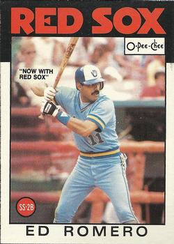 1986 O-Pee-Chee Baseball Cards 317     Ed Romero#{Now with Red Sox